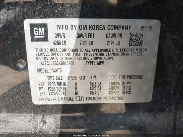 Chevrolet luv - mfi, variable valve timing, e85 max, alum 2019 KL7CJLSB5KB946206 Image 8