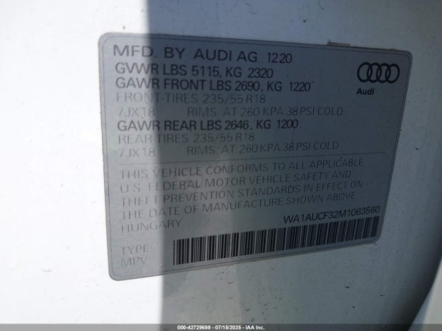 WA1AUCF32M1063560 Audi 40 tfsi 2.0t