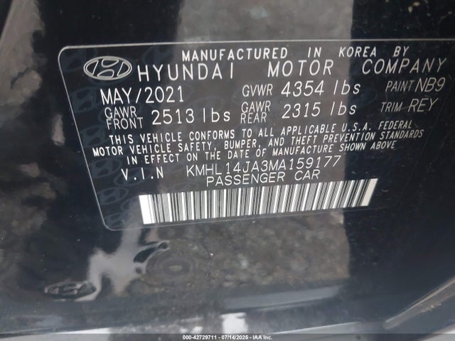 KMHL14JA3MA159177 Hyundai gdi theta iii
