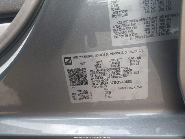3GCUKFE87SG240805 Chevrolet lz0
