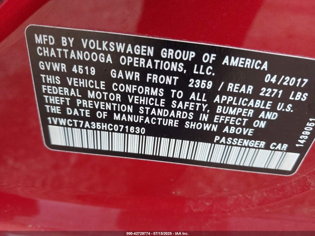 1VWCT7A35HC071630 Volkswagen 1.8 tsi
