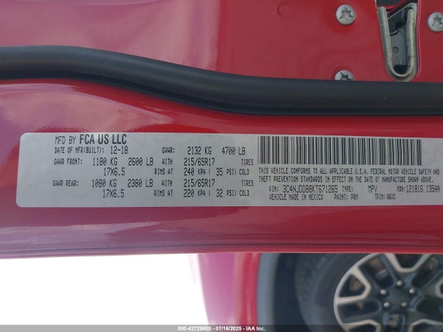 3C4NJDDB8KT671265 Jeep 2019
