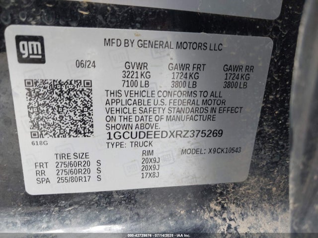 1GCUDEEDXRZ375269 Chevrolet l84