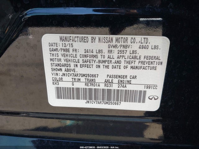 JN1CV7AR7GM250667 Infiniti 2016
