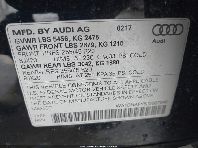 2018 AUDI Q5 WA1BNAFY6J2007046 Photo 8