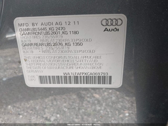 2012 AUDI Q5 WA1LFAFPXCA069793 Photo 8