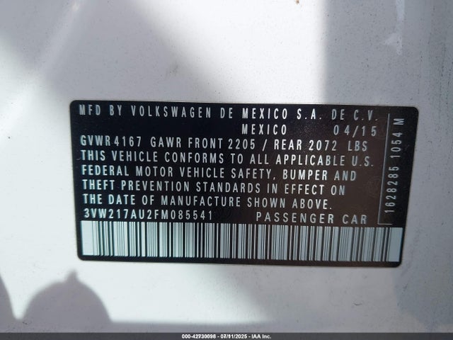 Volkswagen 2015 2015 3VW217AU2FM085541 Image 9