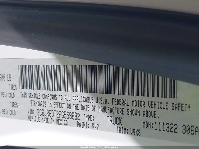 3C6JR6DT2FG559692 RAM 2015