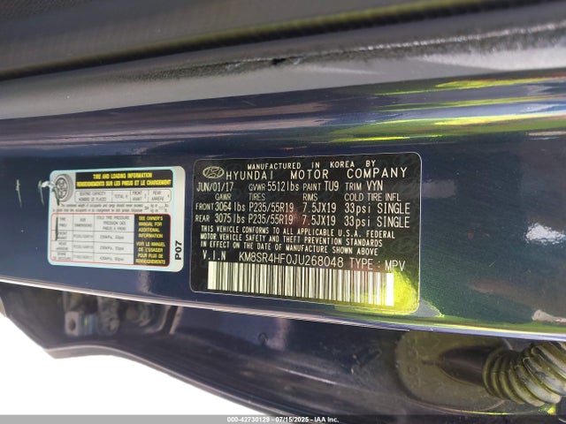 Hyundai gdi lambda ? 2018 KM8SR4HF0JU268048 Image 9