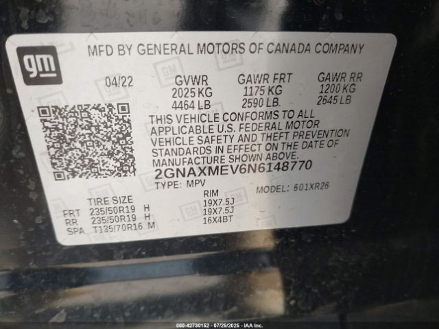 2022 CHEVROLET EQUINOX 2GNAXMEV6N6148770 Photo 8