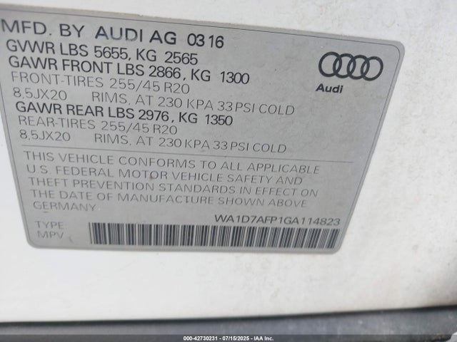 2016 AUDI Q5 WA1D7AFP1GA114823 Photo 8