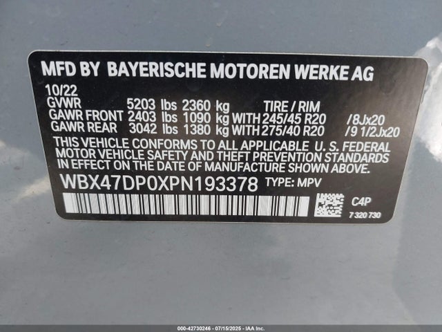 WBX47DP0XPN193378 BMW X3