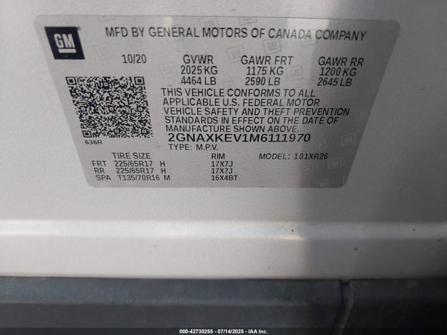 2GNAXKEV1M6111970 Chevrolet lyx