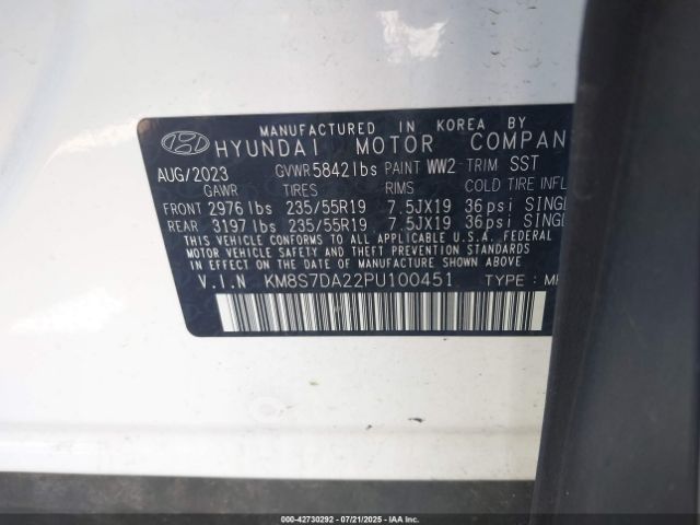 2023 HYUNDAI SANTA FE PLUG-IN HYBRID KM8S7DA22PU100451 Photo 8