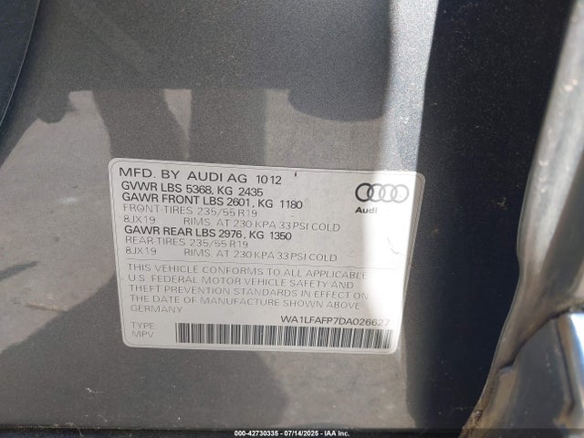 2013 AUDI Q5 WA1LFAFP7DA026627 Photo 8