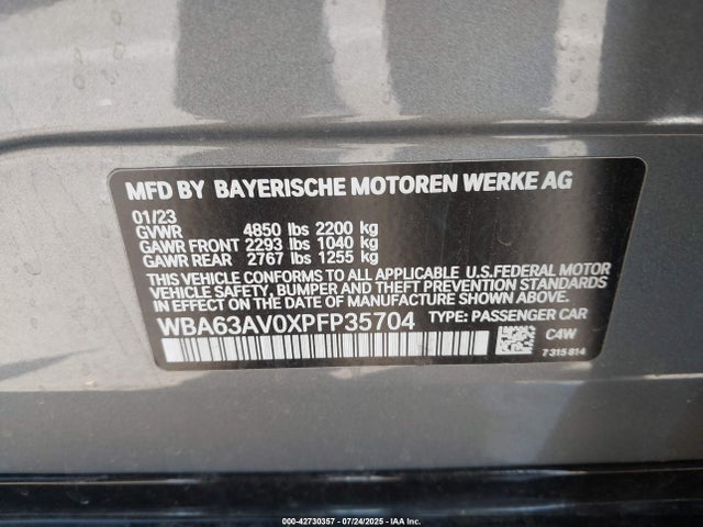 BMW 2023 2023 WBA63AV0XPFP35704 Image 9