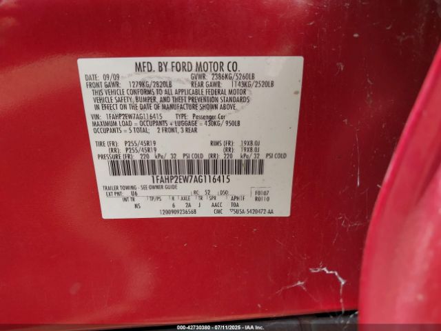 2010 FORD TAURUS 1FAHP2EW7AG116415 Photo 8