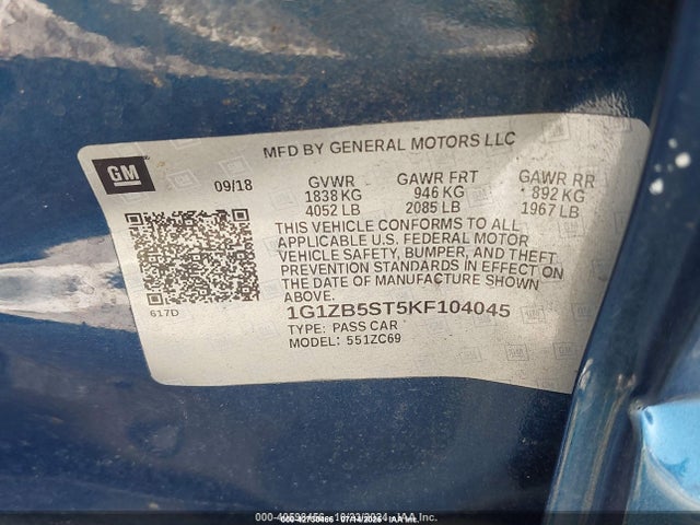 1G1ZB5ST5KF104045 Chevrolet Malibu 1ls