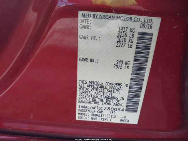 1N4AL3AP7GC280054 Nissan Altima