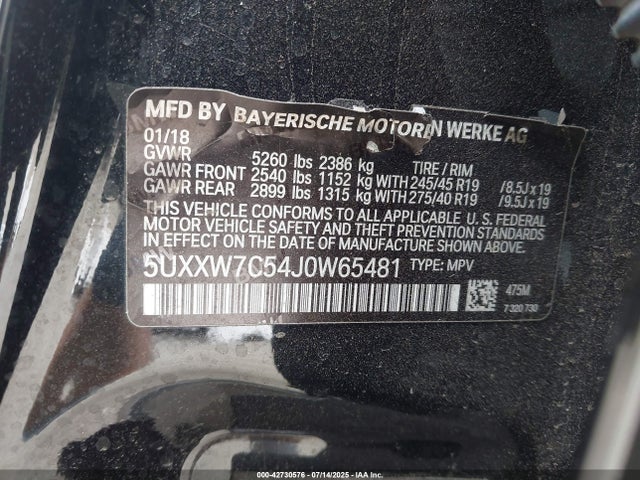 5UXXW7C54J0W65481 BMW X4