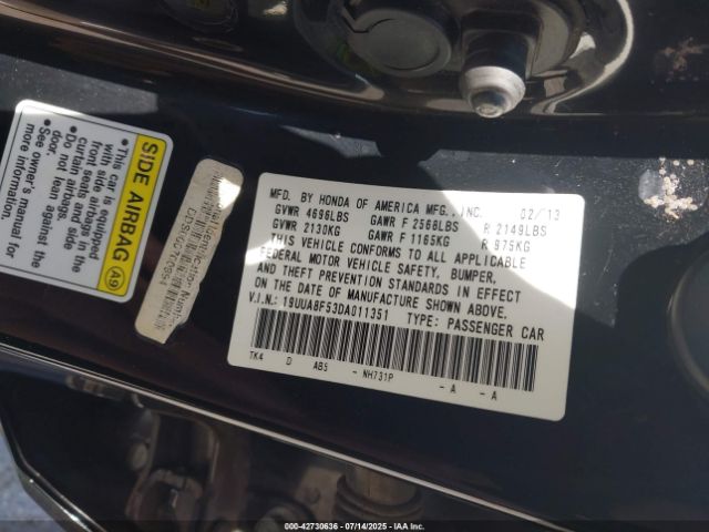 2013 ACURA TL 19UUA8F53DA011351 Photo 8