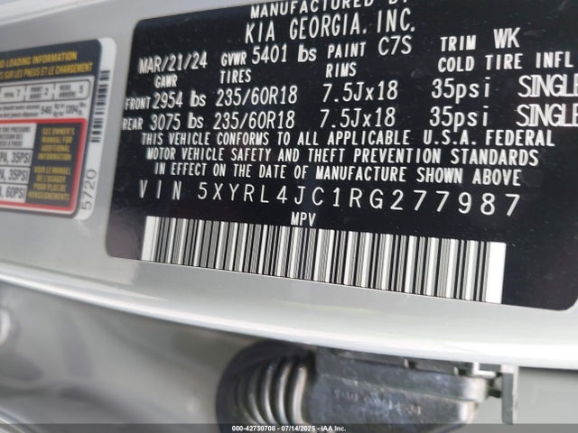 5XYRL4JC1RG277987 KIA gdi theta-iii