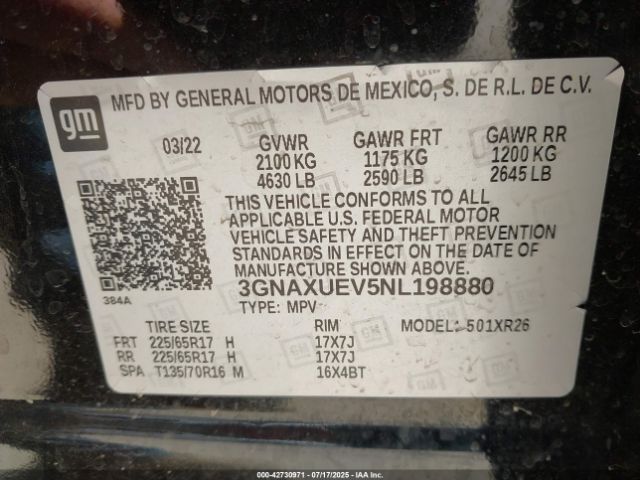 2022 CHEVROLET EQUINOX 3GNAXUEV5NL198880 Photo 8