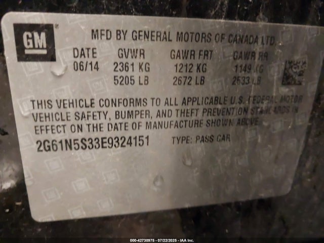 2014 CADILLAC XTS 2G61N5S33E9324151 Photo 8