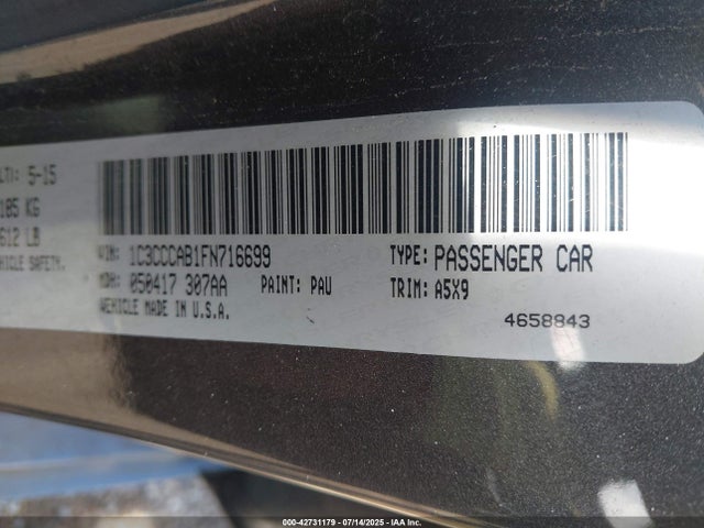 1C3CCCAB1FN716699 Chrysler 200