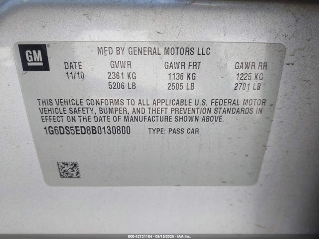 2011 CADILLAC CTS 1G6DS5ED8B0130800 Photo 8