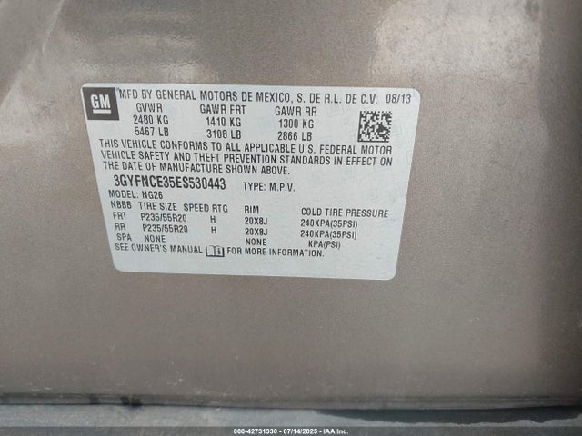 2014 CADILLAC SRX 3GYFNCE35ES530443 Photo 8