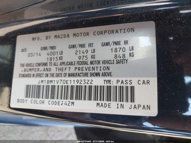 JM1BM1V70E1192322 Mazda pe