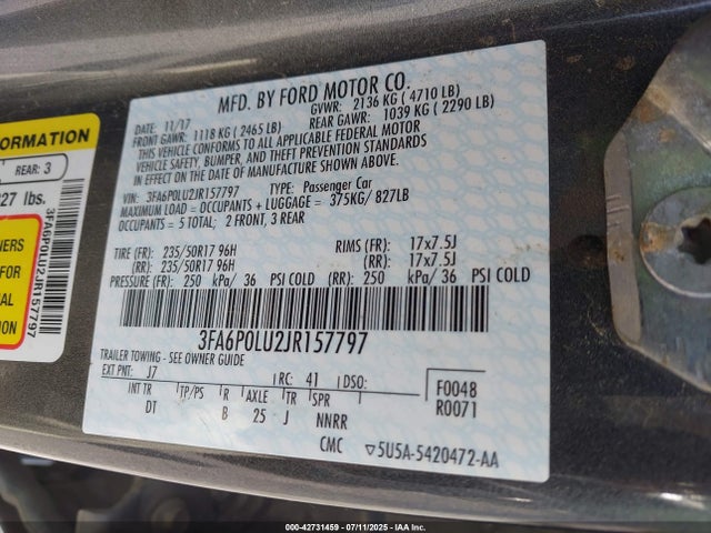 Ford 2.0l 4v atk hev 2018 3FA6P0LU2JR157797 Image 9