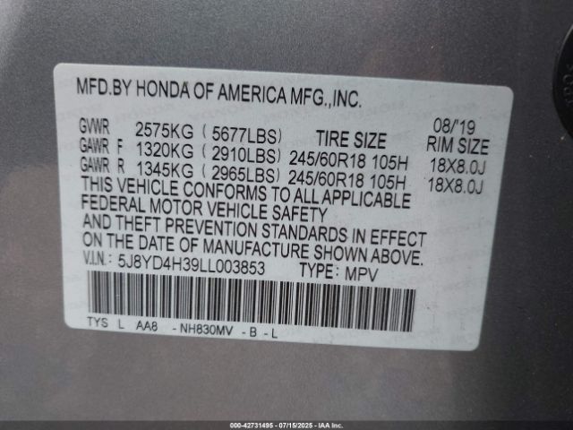 2020 ACURA MDX 5J8YD4H39LL003853 Photo 8