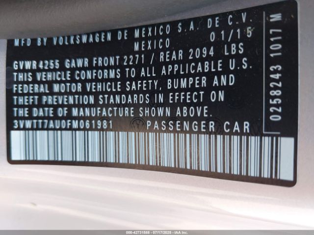 2015 VOLKSWAGEN GOLF GTI 3VWTT7AU0FM061981 Photo 8
