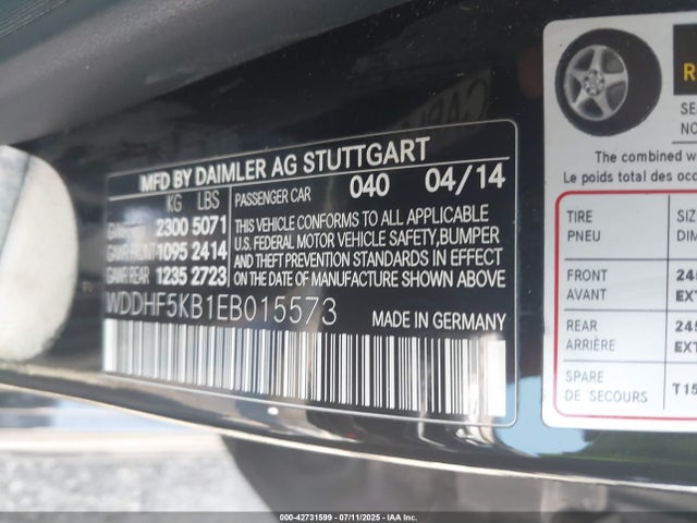 Mercedes-Benz 2014 2014 WDDHF5KB1EB015573 Image 9