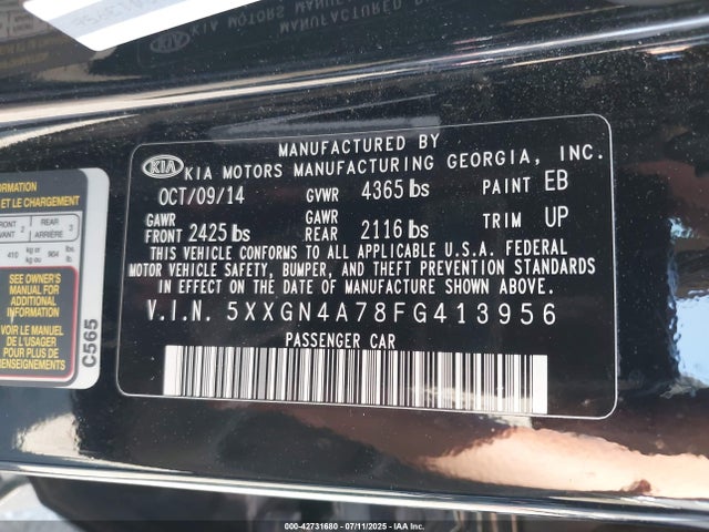 5XXGN4A78FG413956 KIA dohc gdi theta ii