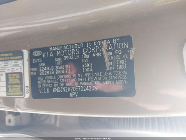 2014 KIA SOUL KNDJN2A20E7024203 Photo 8