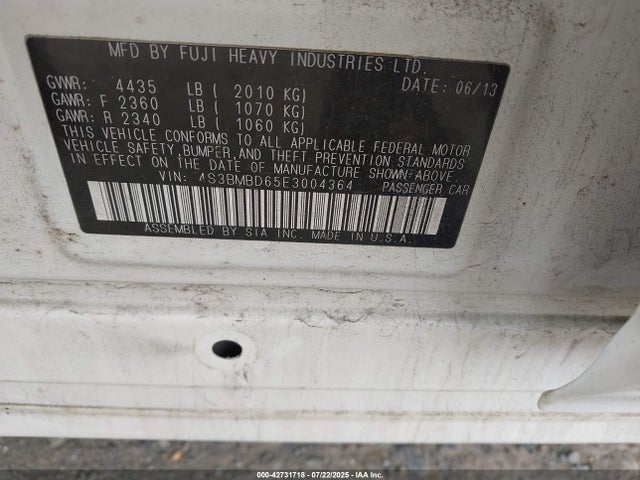 Subaru 2.5na u5 2014 4S3BMBD65E3004364 Image 9