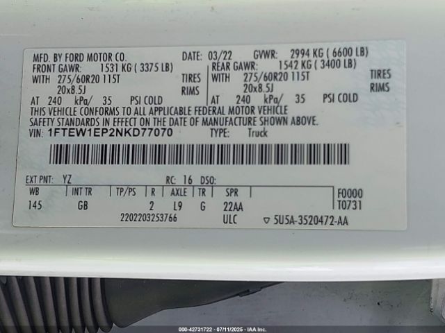 2022 FORD F-150 1FTEW1EP2NKD77070 Photo 8