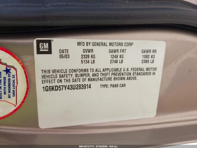 2003 CADILLAC DEVILLE 1G6KD57Y43U283914 Photo 8