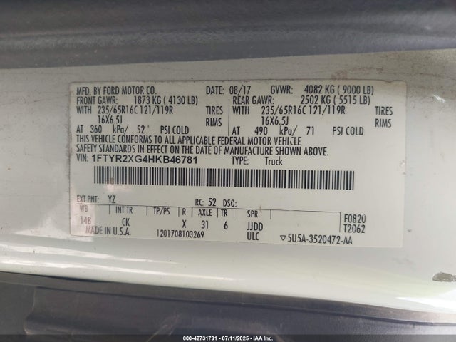 1FTYR2XG4HKB46781 Ford 2017