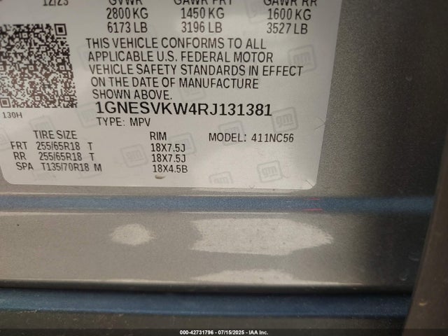 1GNESVKW4RJ131381 Chevrolet lfy