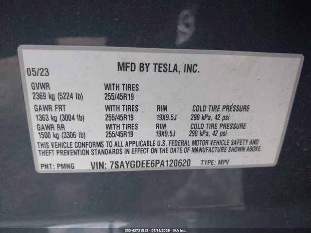 2023 TESLA MODEL Y 7SAYGDEE6PA120620 Photo 8