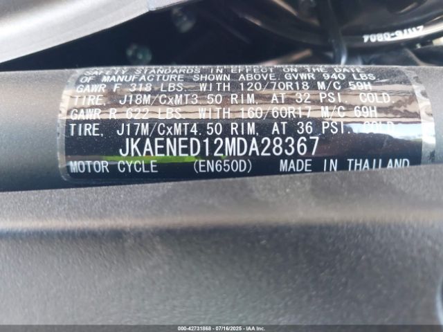 2021 KAWASAKI EN650 JKAENED12MDA28367 Photo 9