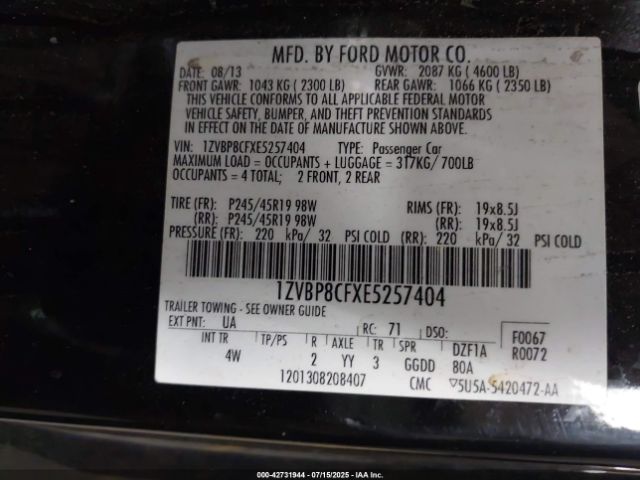 2014 FORD MUSTANG 1ZVBP8CFXE5257404 Photo 8