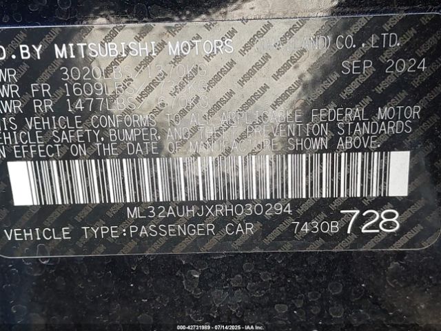 2024 MITSUBISHI MIRAGE ML32AUHJXRH030294 Photo 8