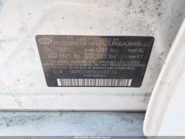 2012 HYUNDAI SONATA 5NPEC4AB9CH442173 Photo 8