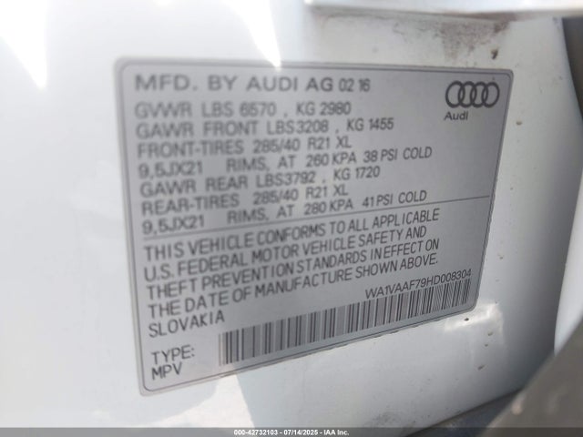2017 AUDI Q7 WA1VAAF79HD008304 Photo 8