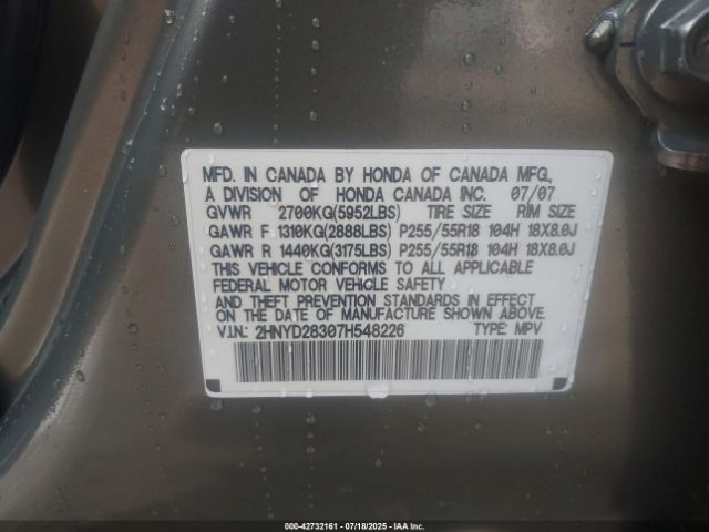 2007 ACURA MDX 2HNYD28307H548226 Photo 8